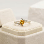 Natural Citrine Round Ring | 925 Sterling Silver | November Birthstone | Gemstone Band | Handmade in Jaipur