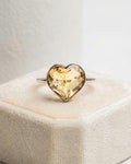 Citrine Heart Ring – 925 Sterling Silver, Faceted Yellow Gemstone, Handmade Promise or Statement Ring