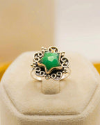 Green Onyx Star Ring: 925 Sterling Silver Celestial Jewelry
