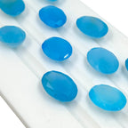 Faceted Blue Chalcedony 14mm*10mm Gemstone: Oval Cut Shape, AAA Quality