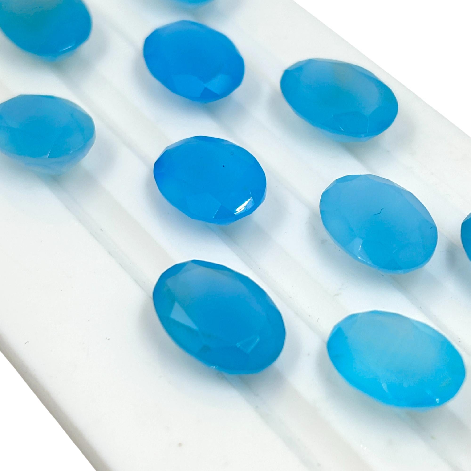 Faceted Blue Chalcedony 14mm*10mm Gemstone: Oval Cut Shape, AAA Quality