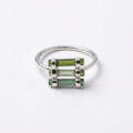 Raw Green Tourmaline Sterling Silver Ring: Handmade Open Band Jewelry