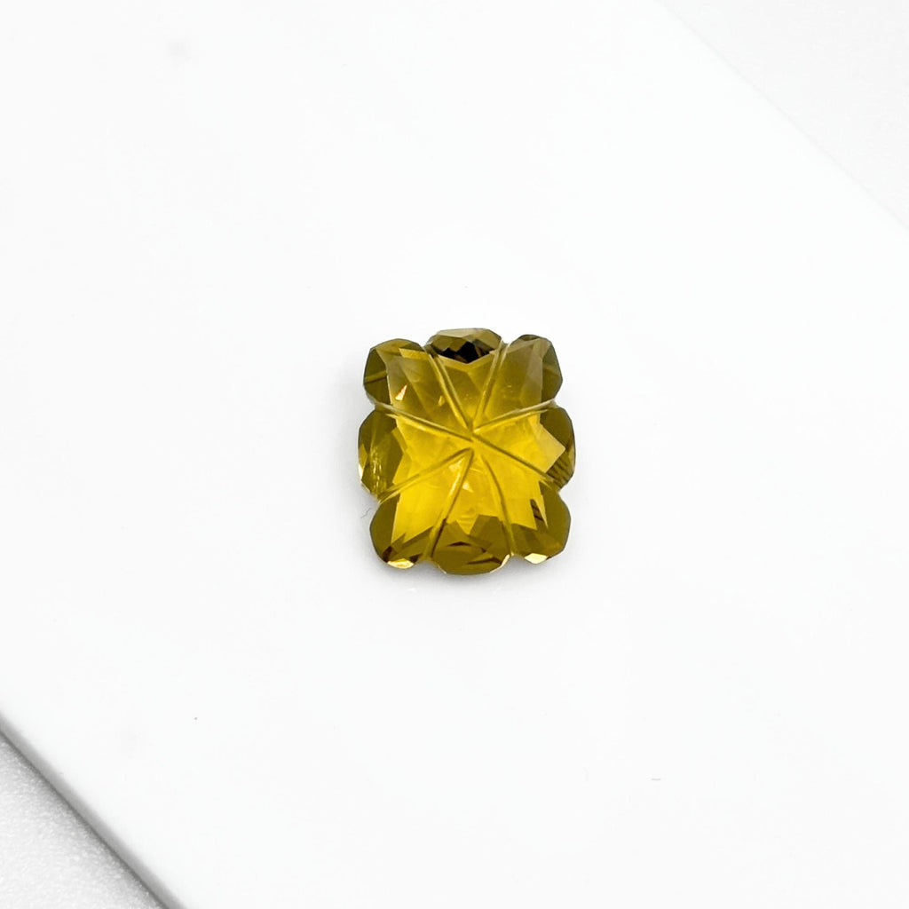 Carved Lemon Quartz Flower Gemstone – Faceted Yellow Quartz for Jewelry