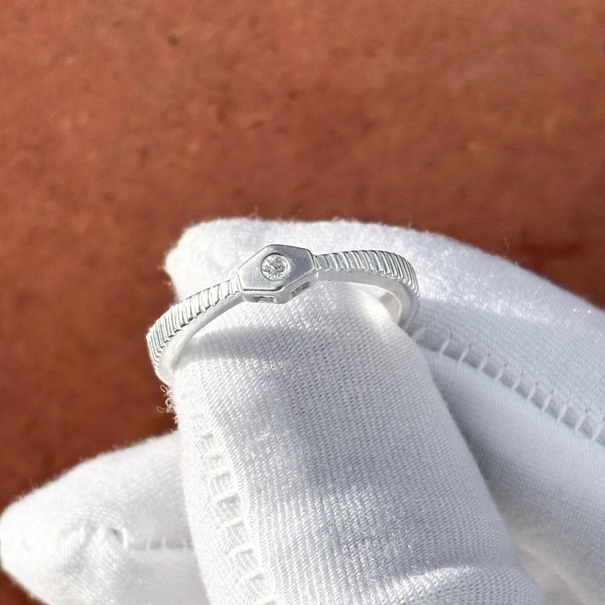 925 Sterling Silver CZ Ring – Minimalist Textured Band with Solitaire, Dainty Stacking Ring, Everyday Cubic Zirconia Jewelry Gift for Her