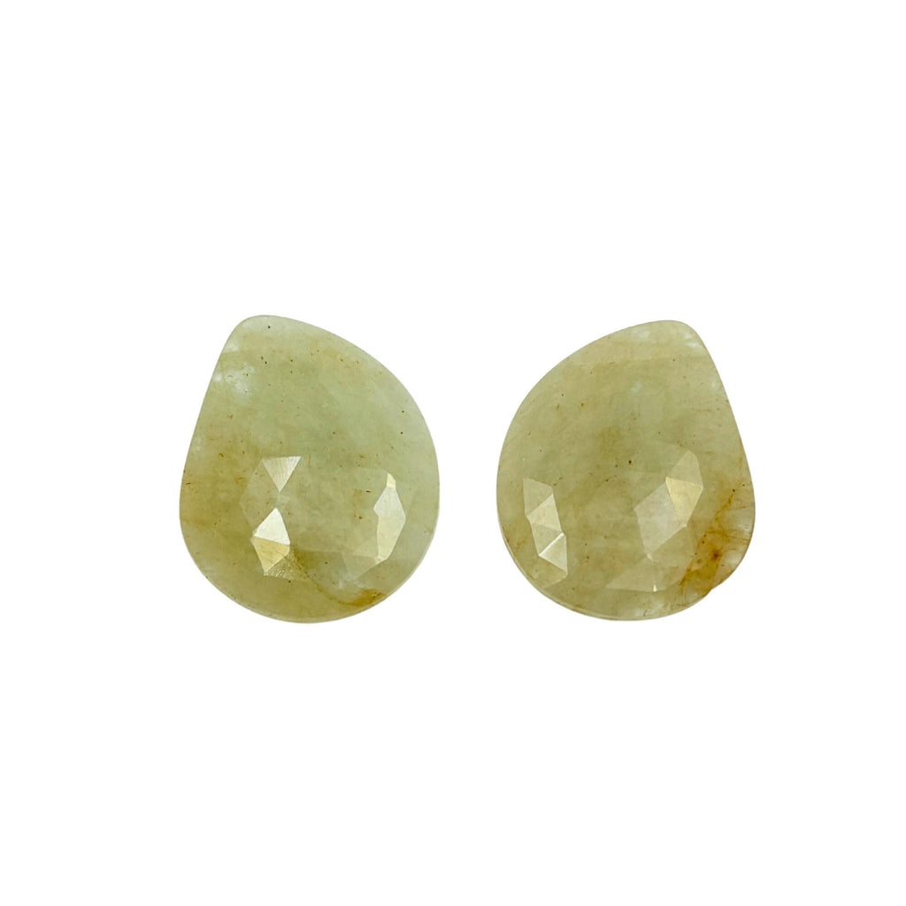 Untreated Sapphire Gemstone Slices: Rose Cut Pair, Flat Back