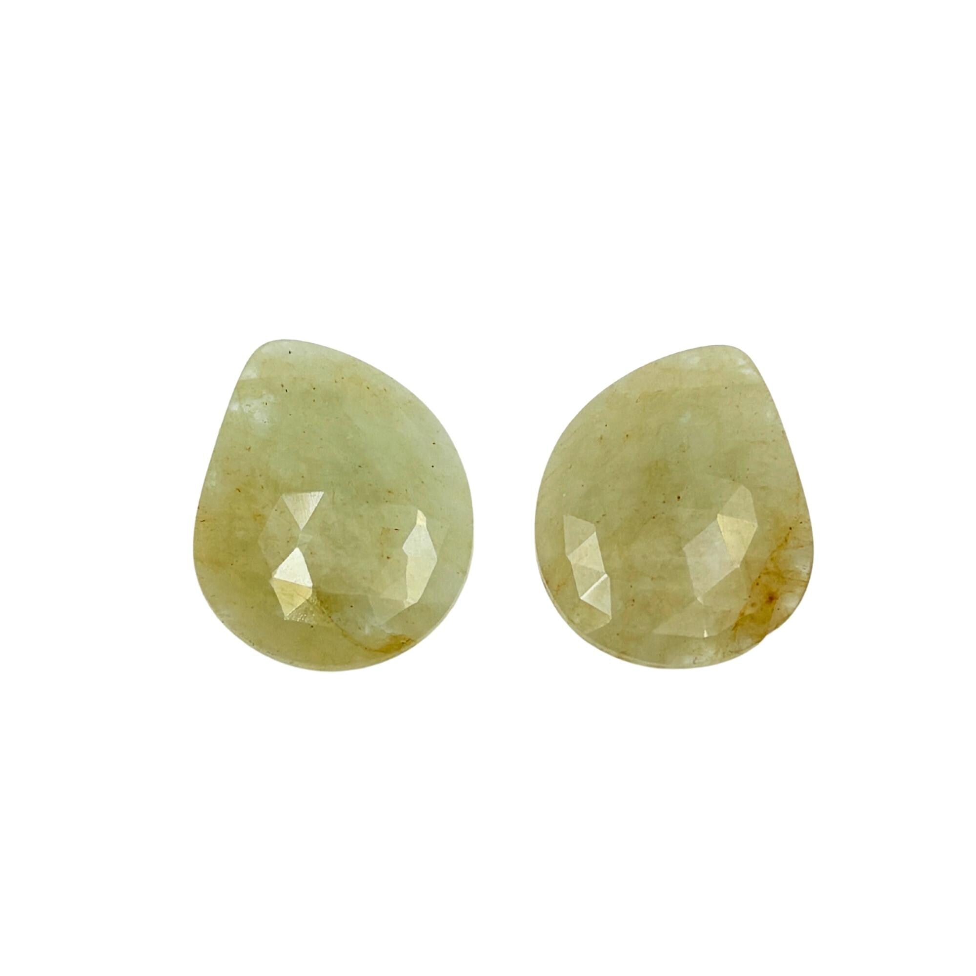 Untreated Sapphire Gemstone Slices: Rose Cut Pair, Flat Back
