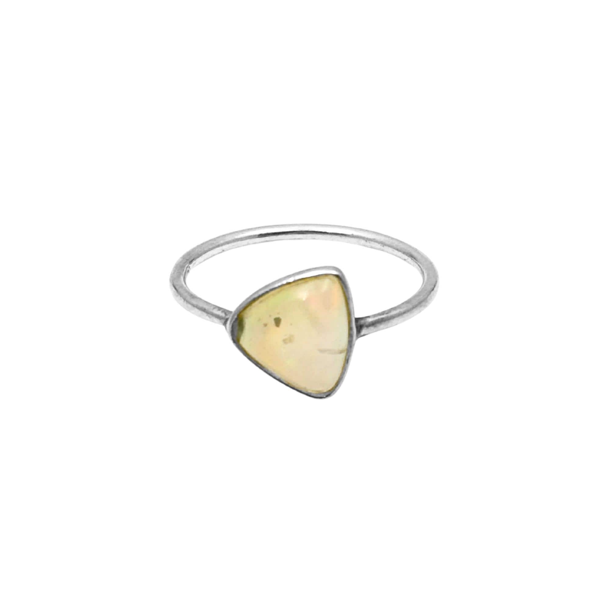 Handcrafted Trillion Blue Fire Opal Ring: Sterling Silver Statement Jewelry