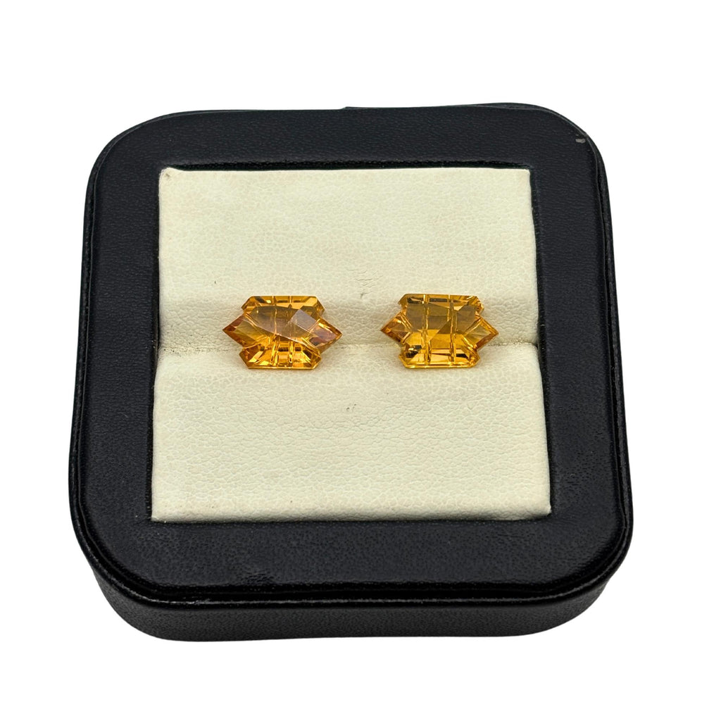 Natural Citrine Gemstone Pair – Shield Step Cut, November Birthstone