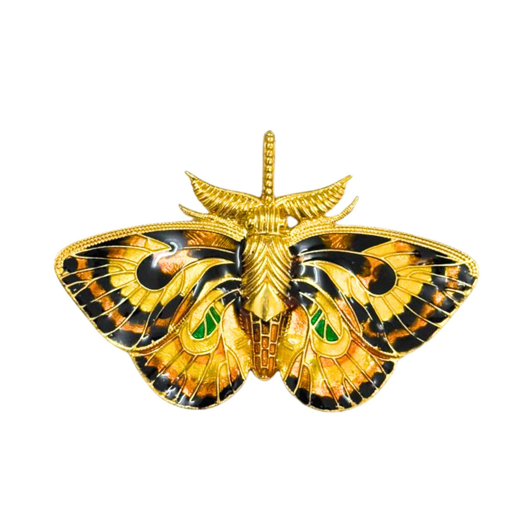 Gold Plated Butterfly Pendant – Sterling Silver Meenakari Enamel Necklace