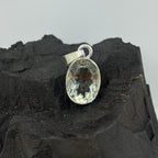 Green Amethyst Oval Pendant in 925 Sterling Silver – Faceted Solitaire Necklace Charm, Minimalist Light Green Gemstone Jewelry Gift for Her