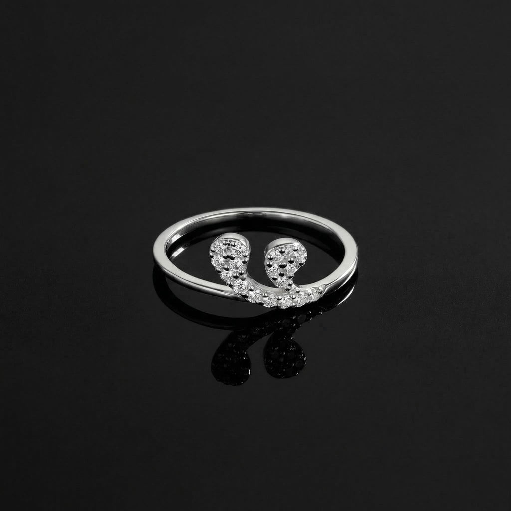 Sterling Silver CZ Heart Ring, Dual Pear Pavé Open Band, Dainty Stackable Promise Ring