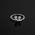Sterling Silver CZ Heart Ring, Dual Pear Pavé Open Band, Dainty Stackable Promise Ring