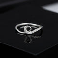Sterling Silver CZ Loop Ring, Minimalist Infinity Open Design, Diamond Look, Women's Jewelry