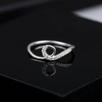Sterling Silver CZ Loop Ring, Minimalist Infinity Open Design, Diamond Look, Women's Jewelry