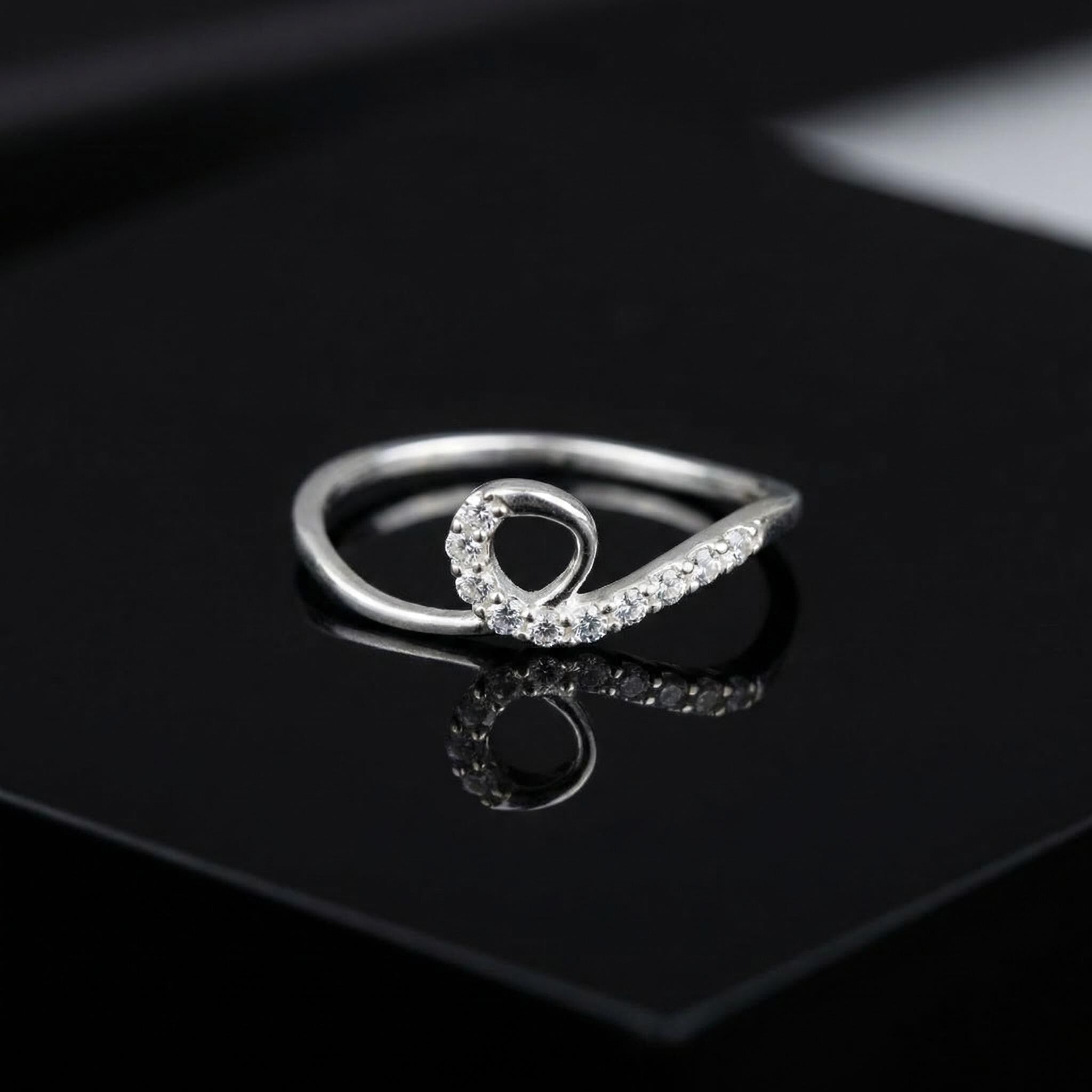 Sterling Silver CZ Loop Ring, Minimalist Infinity Open Design, Diamond Look, Women's Jewelry