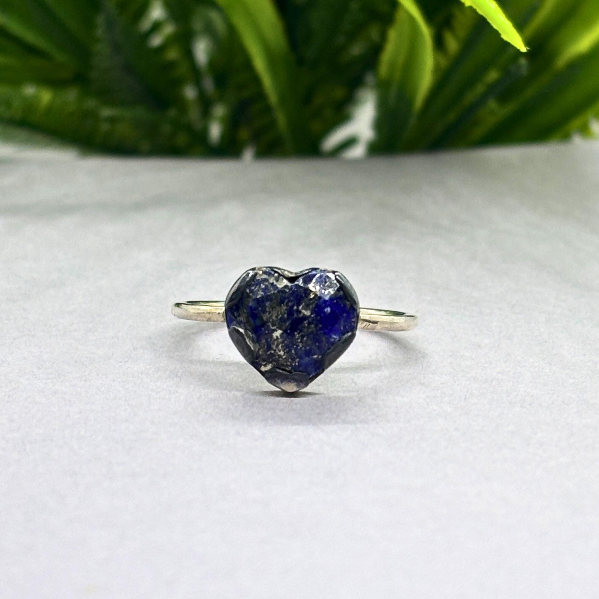 Lapis Lazuli Heart Ring: 925 Sterling Silver Boho Jewelry