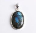 Labradorite Oval Pendant: Sterling Silver Celestial Necklace