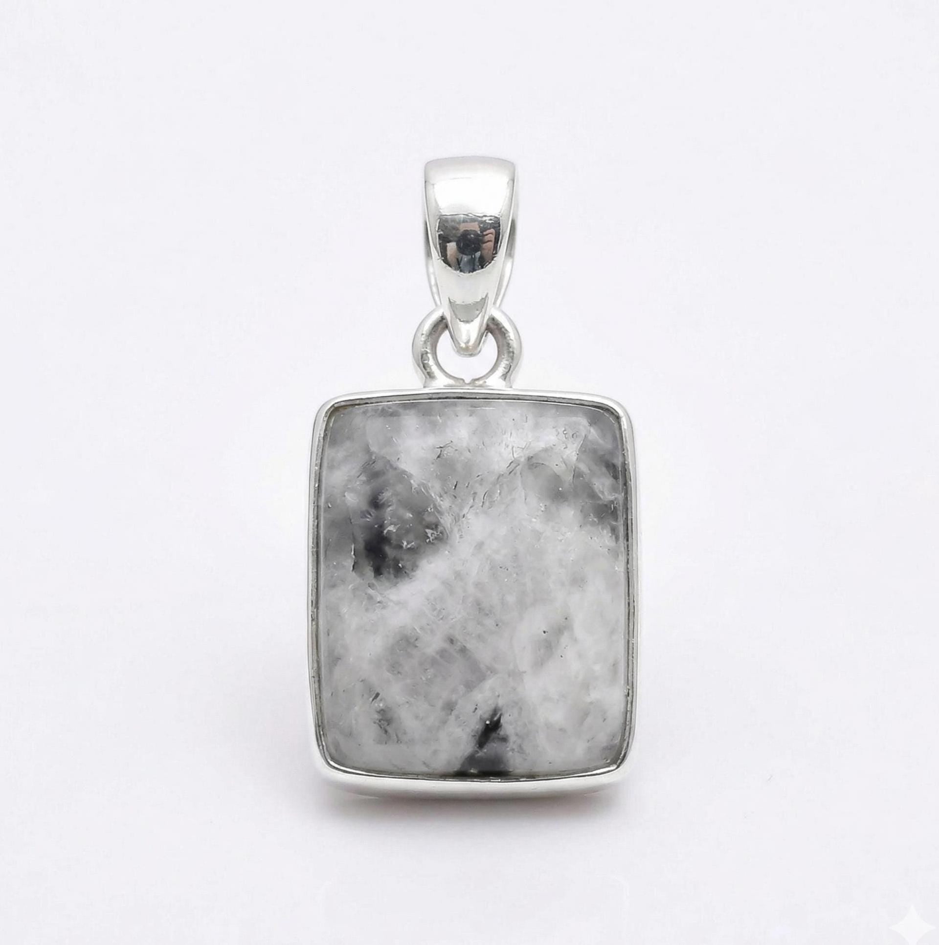 Rectangle Moonstone Pendant – Sterling Silver Boho Gemstone Jewelry