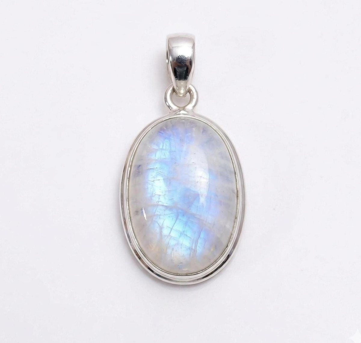 Oval Moonstone Pendant – Sterling Silver Boho Gemstone Necklace