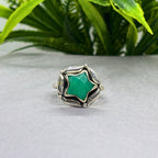 Green Onyx Star Ring: 925 Sterling Silver Celestial Jewelry