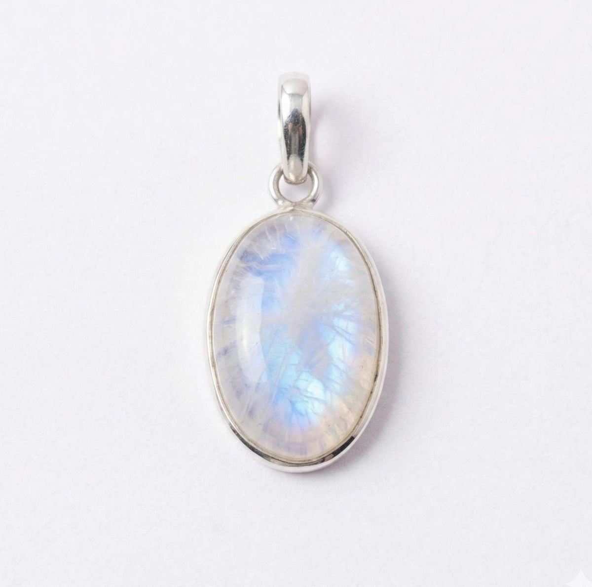 Oval Moonstone Pendant – Sterling Silver Boho Gemstone Necklace