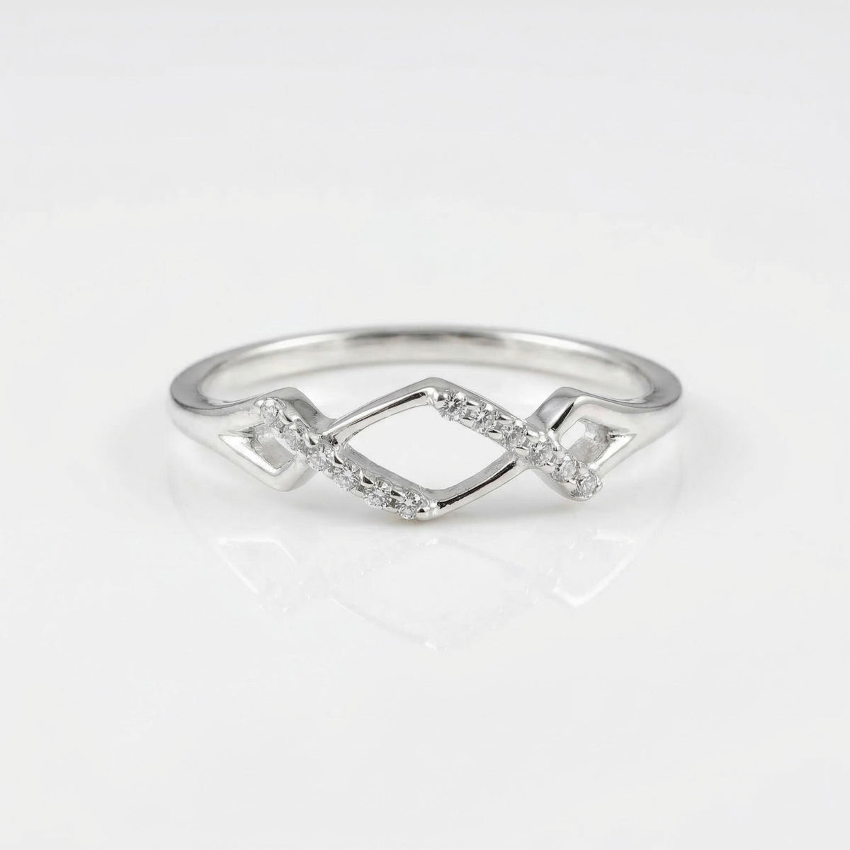 925 Sterling Silver Infinity Ring, Pave CZ Cluster Band, Stackable Engagement Ring