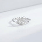 Sterling Silver Tiara Ring • Sparkling CZ Lotus Flower Band • Regal Filigree Motif