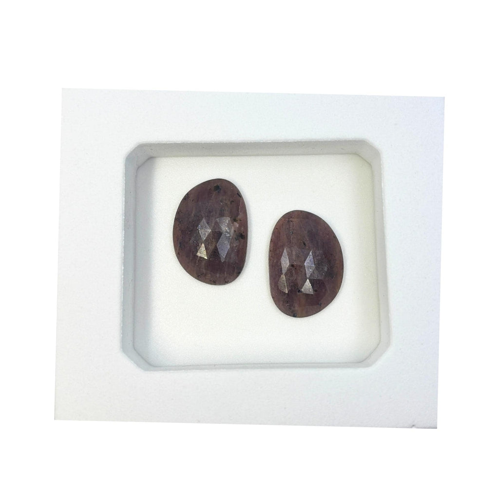 Rose Cut Sapphire Slices: Natural Untreated Gemstone Pair
