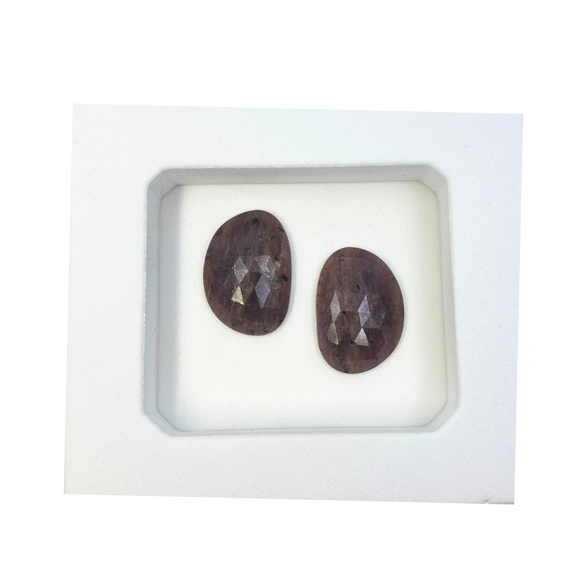 Rose Cut Sapphire Slices: Natural Untreated Gemstone Pair