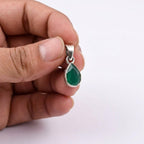 Green Onyx Teardrop Pendant – Faceted 925 Sterling Silver Charm