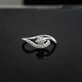 Sterling Silver CZ Flower Wave Ring, Boho Stackable Open Band Jewelry
