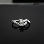 Sterling Silver CZ Flower Wave Ring, Boho Stackable Open Band Jewelry