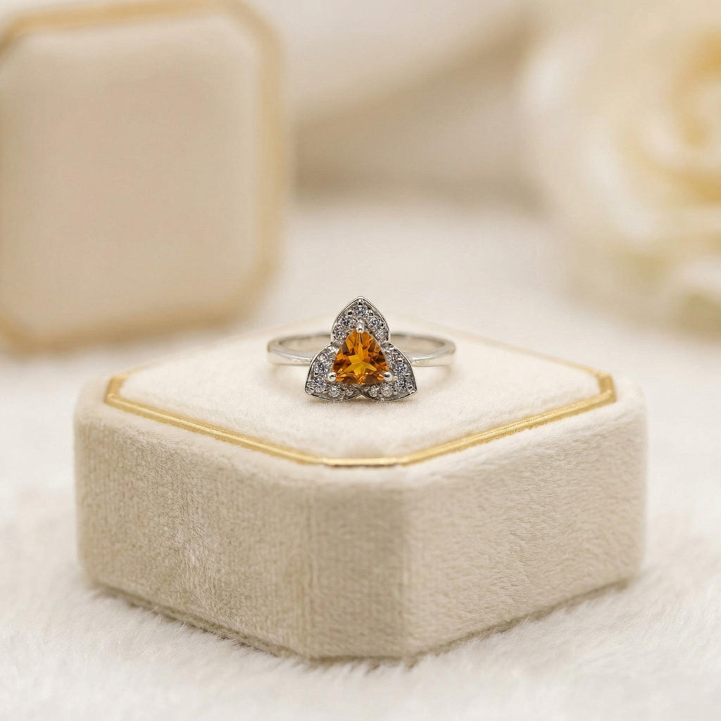 Natural Citrine Ring | 925 Sterling Silver | November Birthstone | Floral Gemstone Band | Handmade in Jaipur
