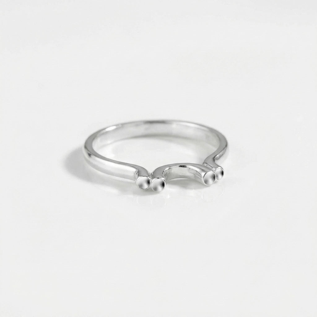 925 Sterling Silver Arch Ring, Triple Prong Curved Band, Minimalist Stacker Jewelry