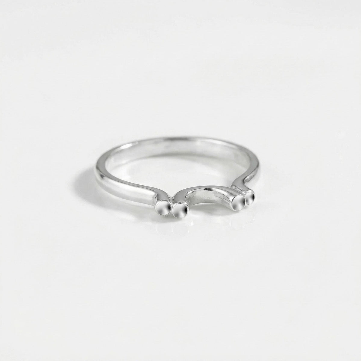 925 Sterling Silver Arch Ring, Triple Prong Curved Band, Minimalist Stacker Jewelry