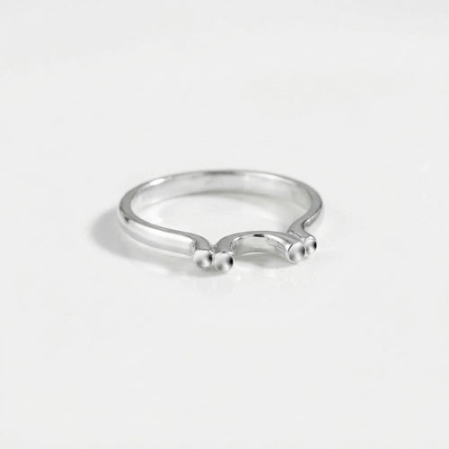 925 Sterling Silver Arch Ring, Triple Prong Curved Band, Minimalist Stacker Jewelry