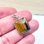 Tiger Eye Pendant Necklace, 925 Sterling Silver Natural Gemstone Protection Necklace, Healing Crystal Gift for Her