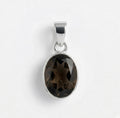 Natural Smoky Quartz Oval Sterling Silver Pendant - Grounding Gemstone Jewelry