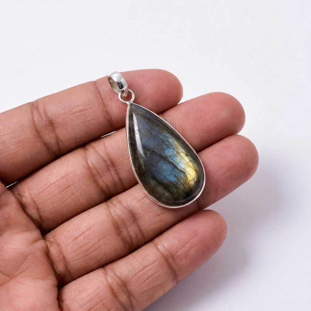 Labradorite Pendant: Sterling Silver Celestial Necklace