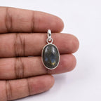 Labradorite Oval Pendant: Sterling Silver Celestial Necklace