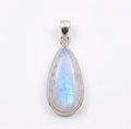 Teardrop Moonstone Pendant – 925 Sterling Silver, Minimalist Boho Gemstone Necklace