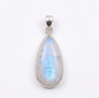 Teardrop Moonstone Pendant – 925 Sterling Silver, Minimalist Boho Gemstone Necklace