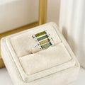 Raw Green Tourmaline Bar Ring: Sterling Silver October Birthstone