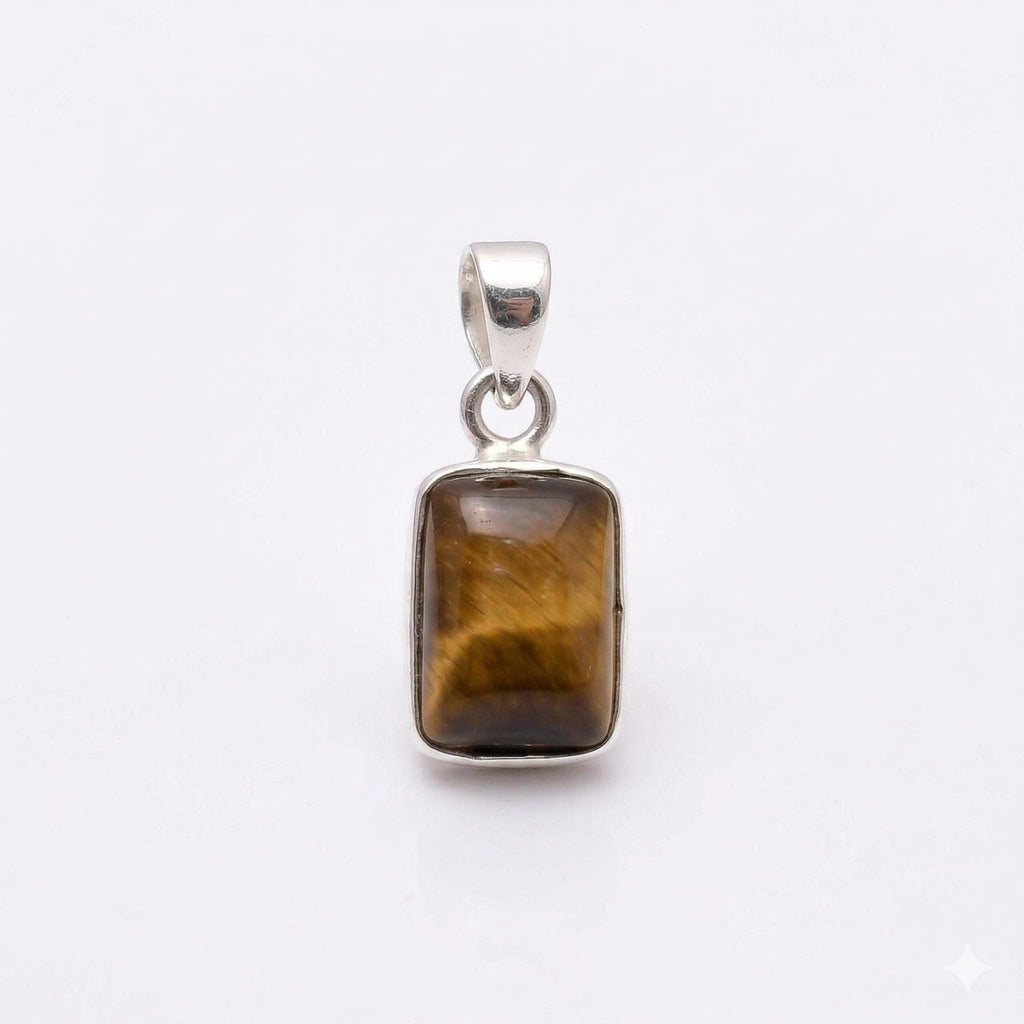 Tiger Eye Pendant: 925 Sterling Silver, Natural Gemstone Protection Necklace