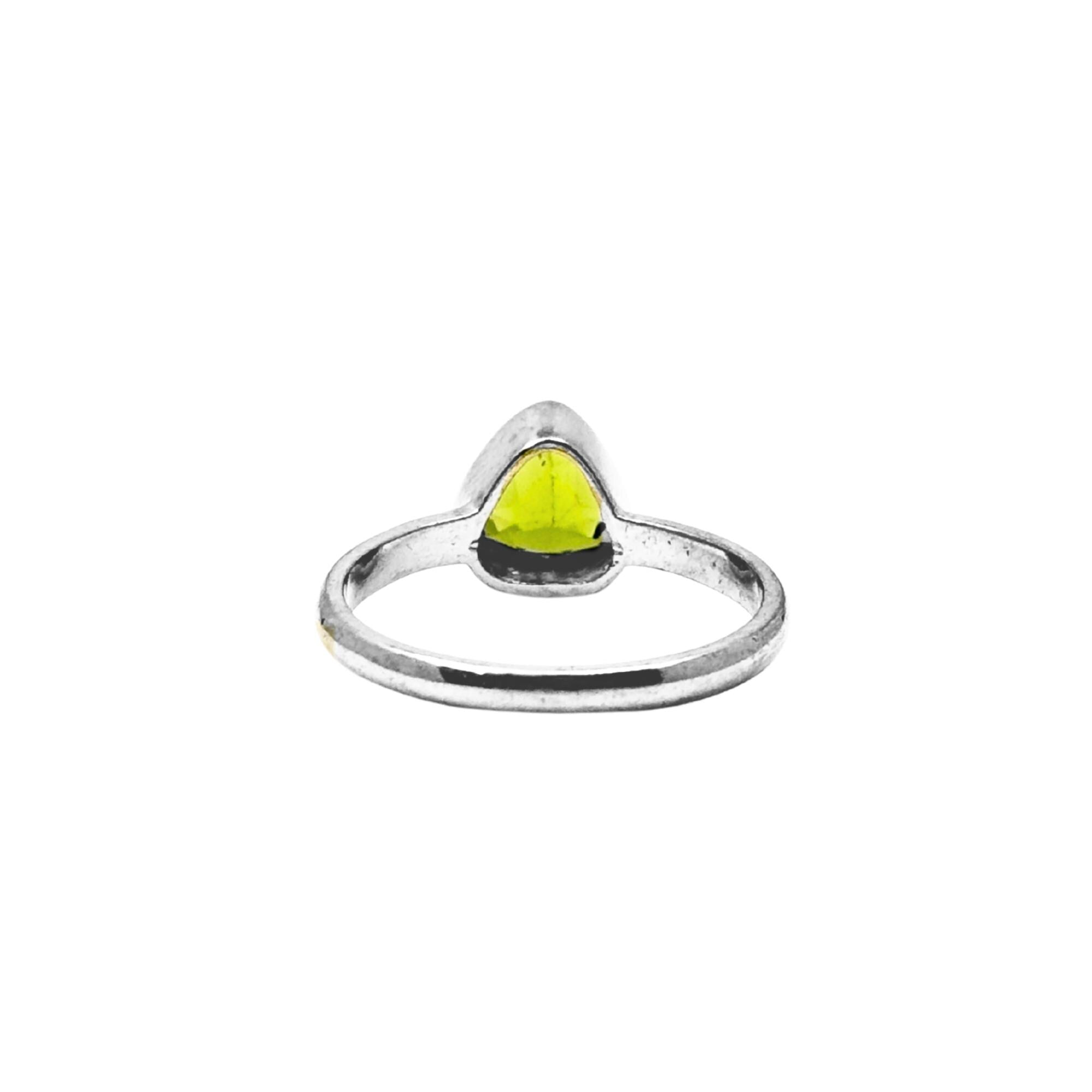 Peridot Trillion Ring: Sterling Silver Green Gemstone - August Birthstone