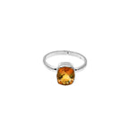 Sterling Silver Cushion Citrine Ring: Handmade Minimalist Gemstone