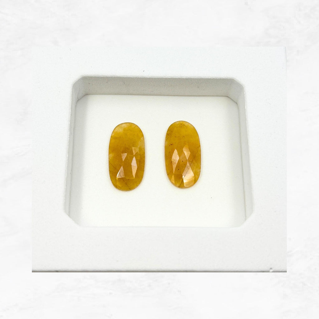 Rose Cut Sapphire Slices: Natural Untreated Gemstone Pair