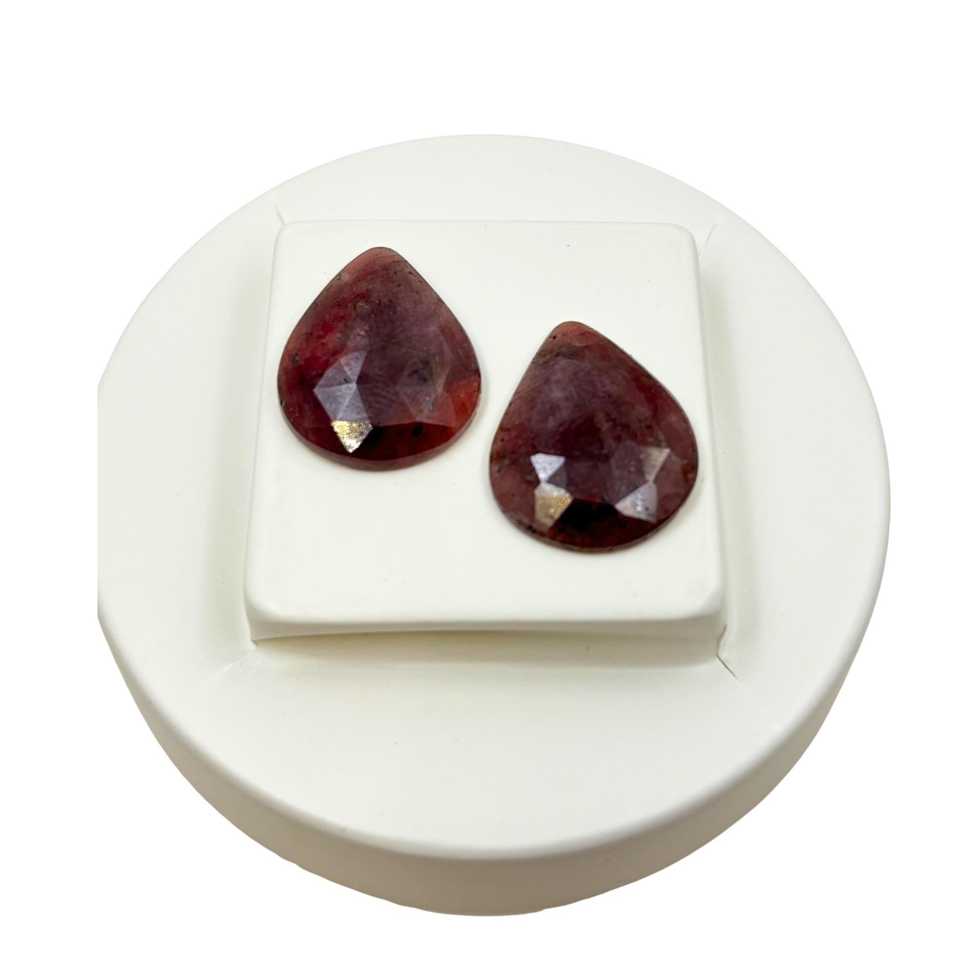 Rose Cut Sapphire Slices: Untreated Gemstone Pair, Fancy Shape