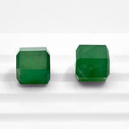 Faceted Green Onyx Cube Beads, 10mm Gemstone Pair