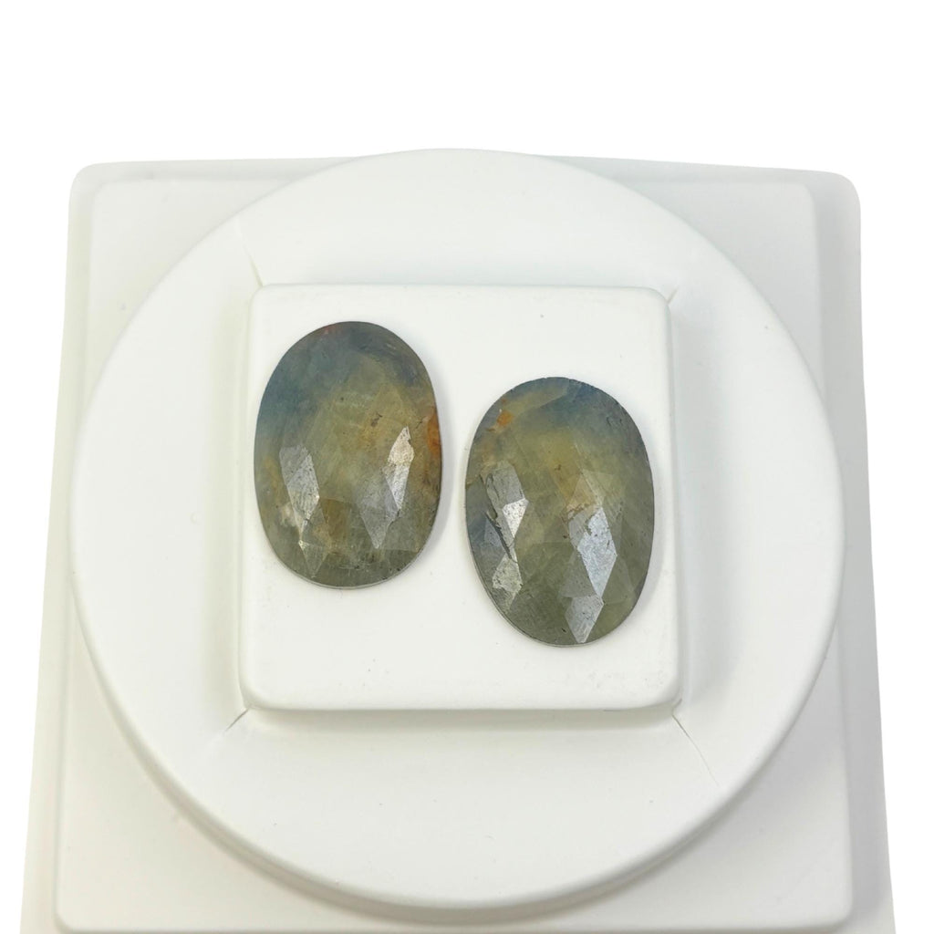 Rose Cut Sapphire Slices: Untreated Gemstone Pair for Jewelry